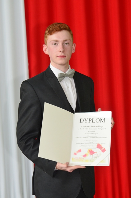 Michał Trawiński laureat XXXVIII Olimpiady Wiedzy i Umiejętności Rolniczych w bloku żywienie człowie