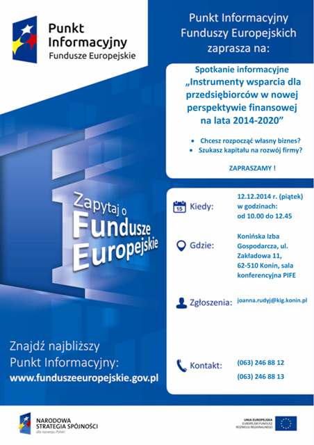 Spotkanie informacyjne dla przedsiębiorców 12 grudnia 2014 r.