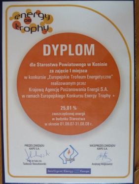 Starostwo nagrodzone za oszczędność energii