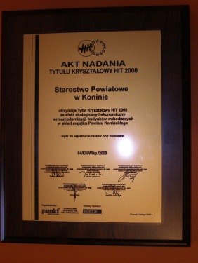 Konińskie Starostwo laureatem Kryształowego HIT-a