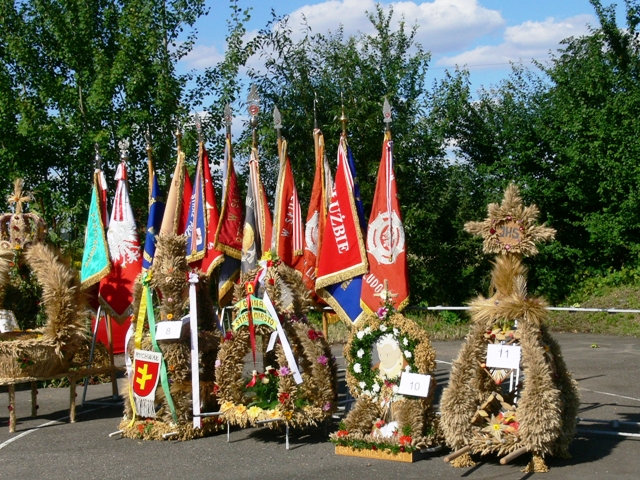 Wieńce dożynkowe przygotowane przez gminy powiatu konińskiego