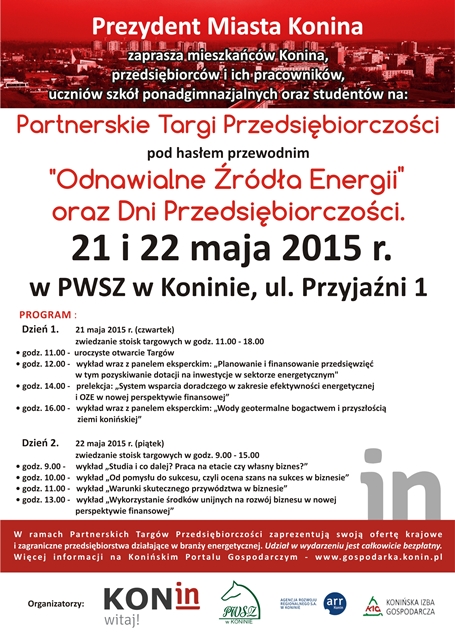 Partnerskie Targi Przedsiębiorczości oraz Dni Przedsiębiorczości