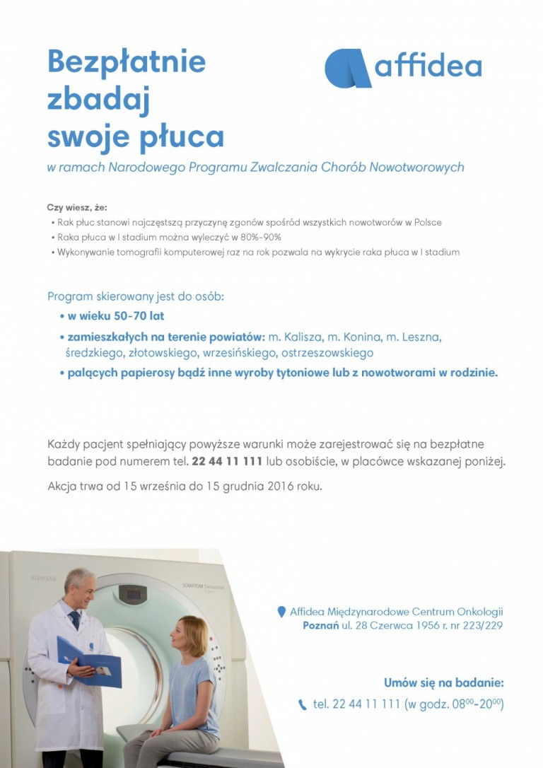 Bezpłatne badania w kierunku nowotworów płuc