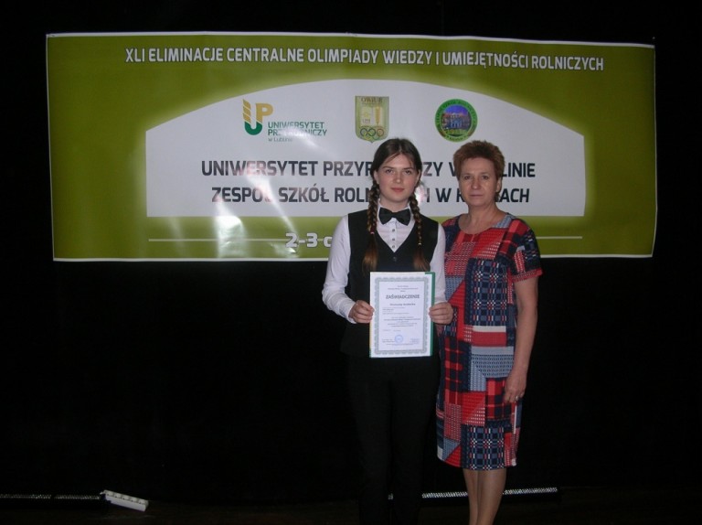 Andżelika Gronostaj laureatką Olimpiady Wiedzy i Umiejętności Rolniczych