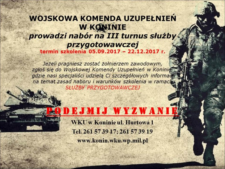 WKU Konin prowadzi nabór na III turnus służby przygotowawczej
