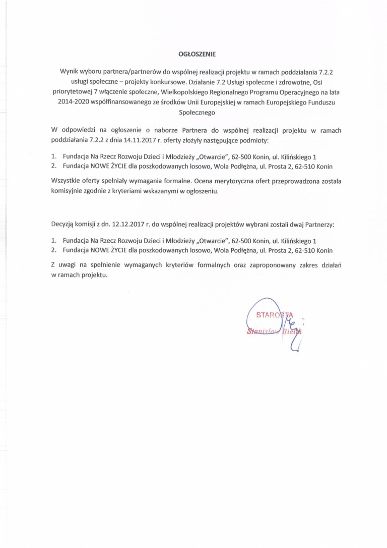 PCPR wyłoniło partnerów do wspólnej realizacji projektu partnerskiego w ramach poddziałania 7.2.2