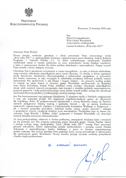 Paweł Szczepankiewicz Wójtem Roku 2017