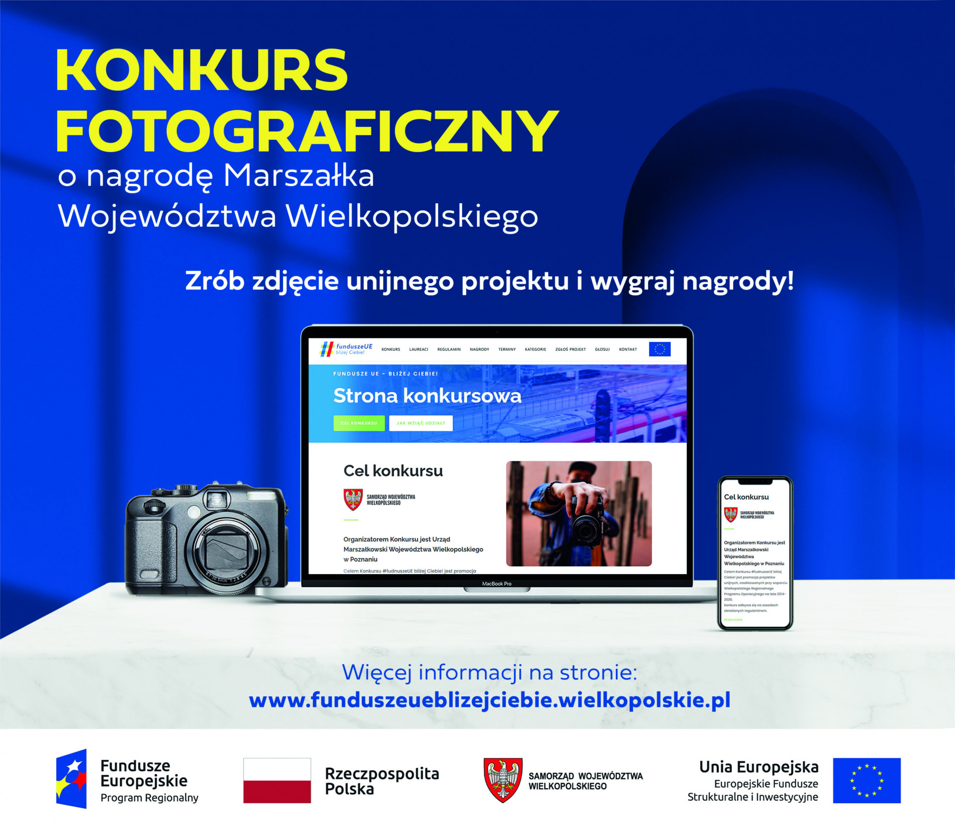 Grafika promująca konkurs fotograficzny #funduszeUEbliżejCiebie!