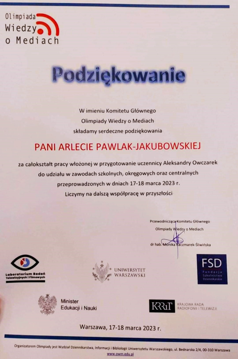 Sukces uczennicy z ZSEU w Żychlinie