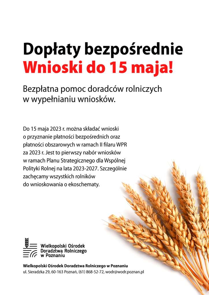 Bezpłatna pomoc rolnikom w wypełnianiu wniosków - plakat
