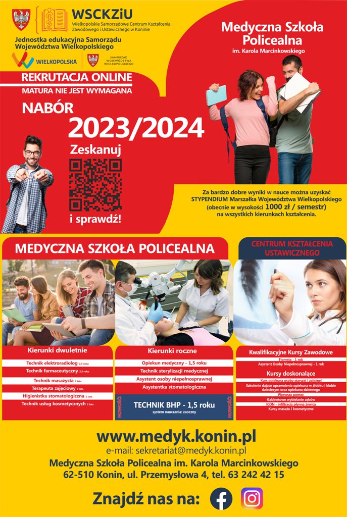 Plakat - Rekrutacja do WSCKZiU w Koninie