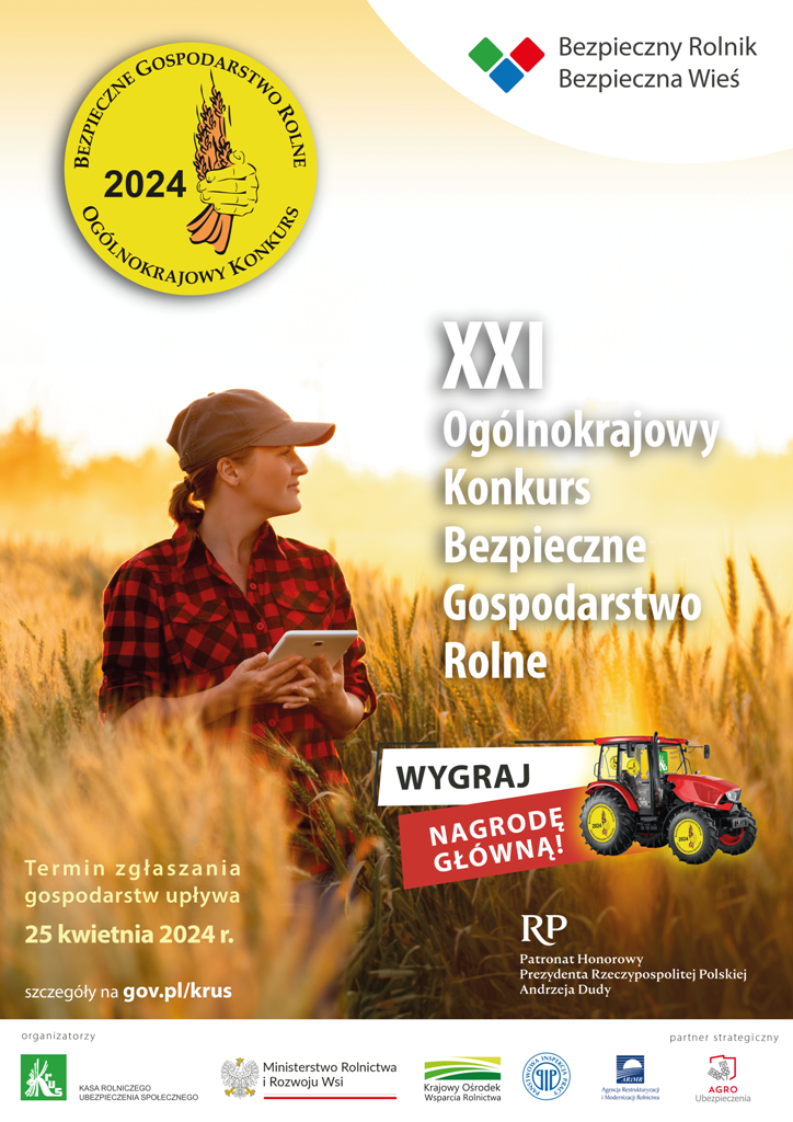 Plakat konkursu Bezpieczne Gospodarstwo Rolne 2024