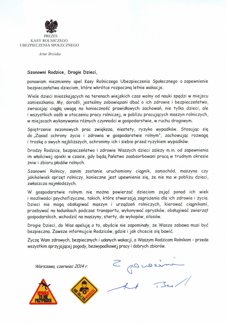 Apel Prezesa KRUS