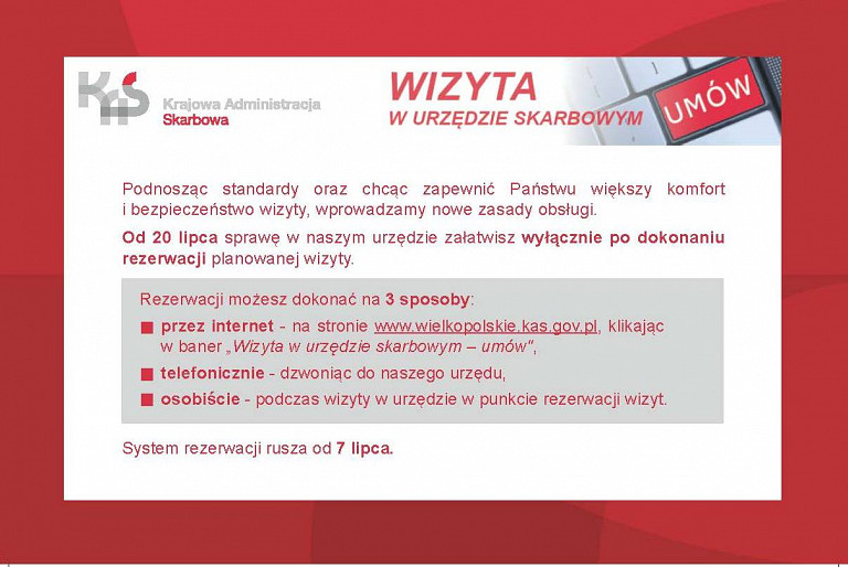 Rezerwacja wizyty w Urzędzie Skarbowym