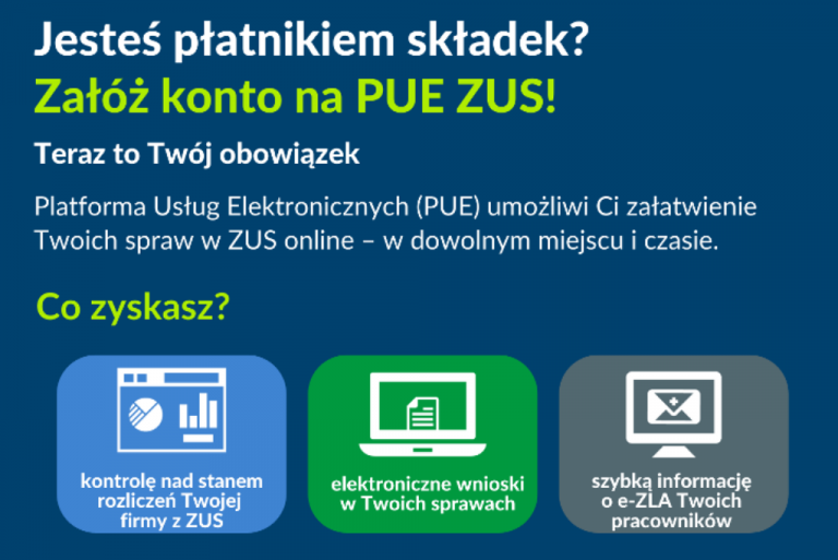 Informacja dla płatników składek – obowiązek posiadania profilu PUE ZUS