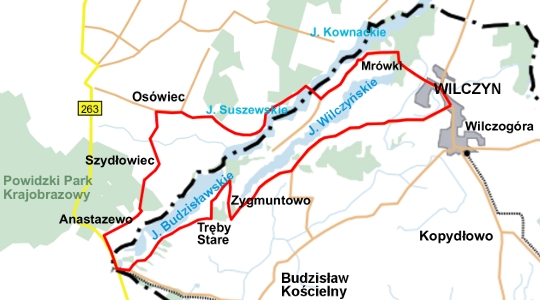 Mapa szlaku rowerowego Cztery Jeziora Mapa szlaku rowerowego Cztery Jeziora