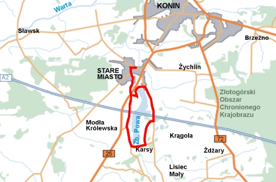 Mapa szlaku rowerowego Dookoła Zbiornika Powa Mapa szlaku rowerowego Dookoła Zbiornika Powa